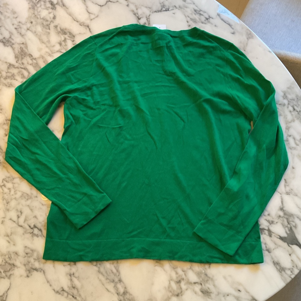 NWT JCrew Teddie Kelly Green Cotton Pullover Sweater L XL Small hole Incl patch - Picture 14 of 14